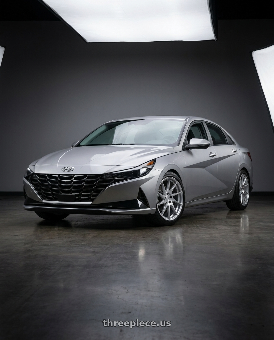 2021 Hyundai Elantra Limited with Aodhan AH09 5x114.3 18x8.5 +35 Gloss Silver Machined Face wheels