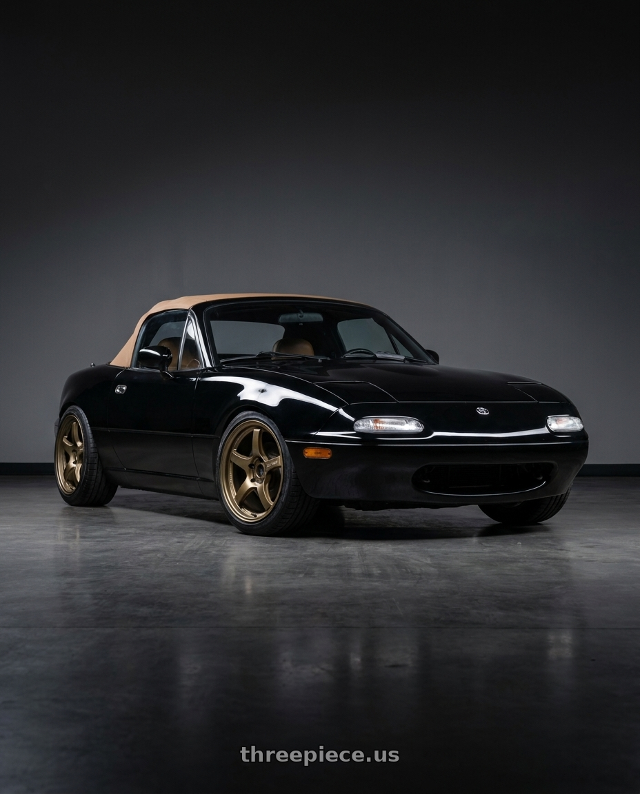 1994 mazda miata with Gram Lights 57CR 5x120 19x9.5 +35 Almite Gold wheels