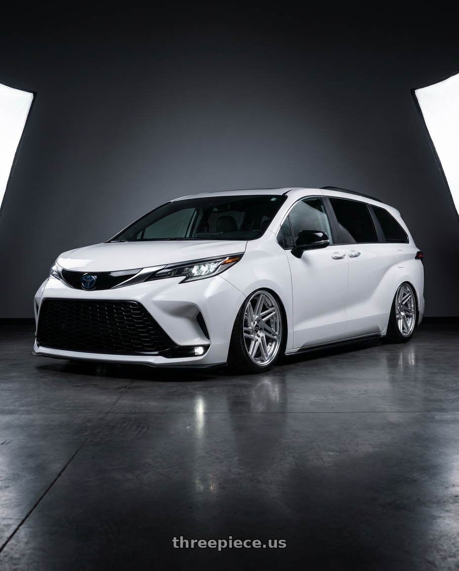 2025 TOYOTA SIENNA XSE  with Work Zeast st3 5x100 20x8+22 A Disk Brush Silver Clear wheels