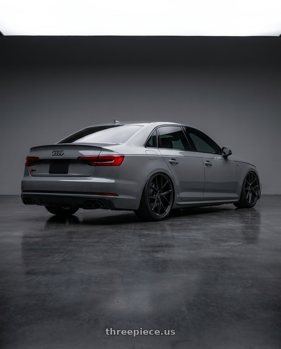 2023 Audi S4 B9 with Niche 1PC M117 MISANO 5X112 19X8.5 +34 MATTE BLACK wheels rear three quarter view slight stretch tires