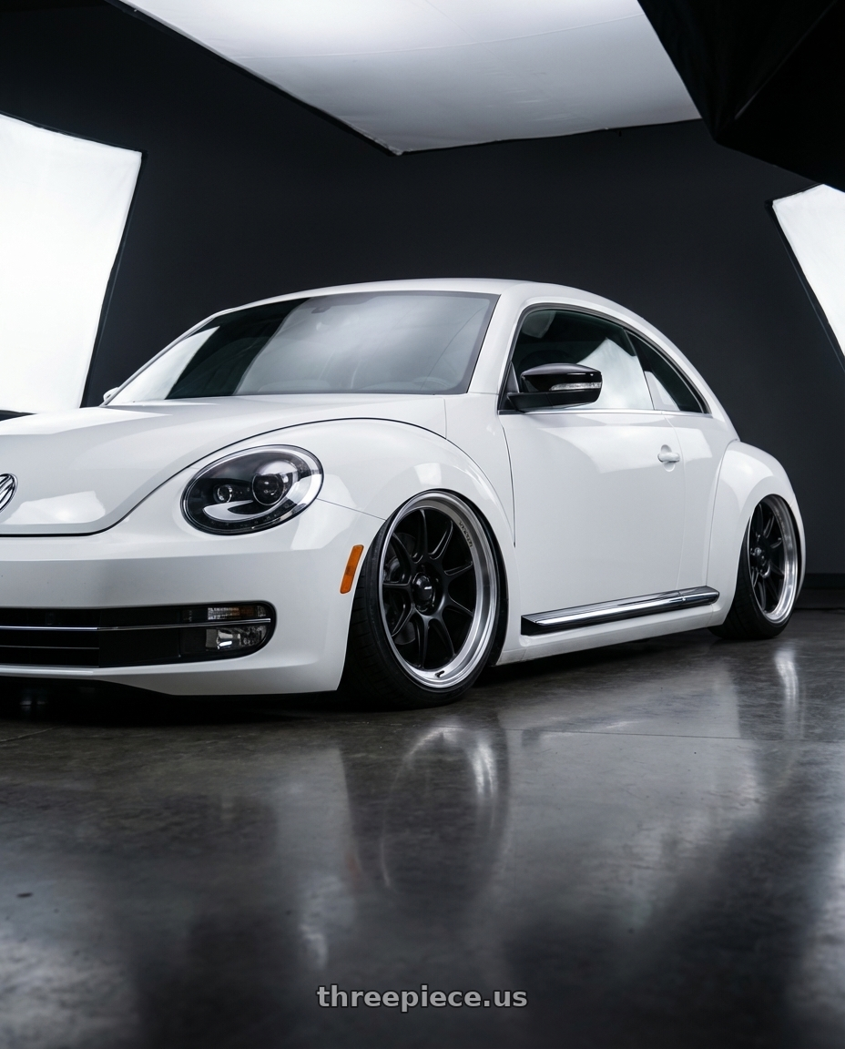 2016 Volkswagen Beetle Turbo with Konig Countergram 5x112 19x9.5+30 Matte Black / Matte Machined Lip wheels