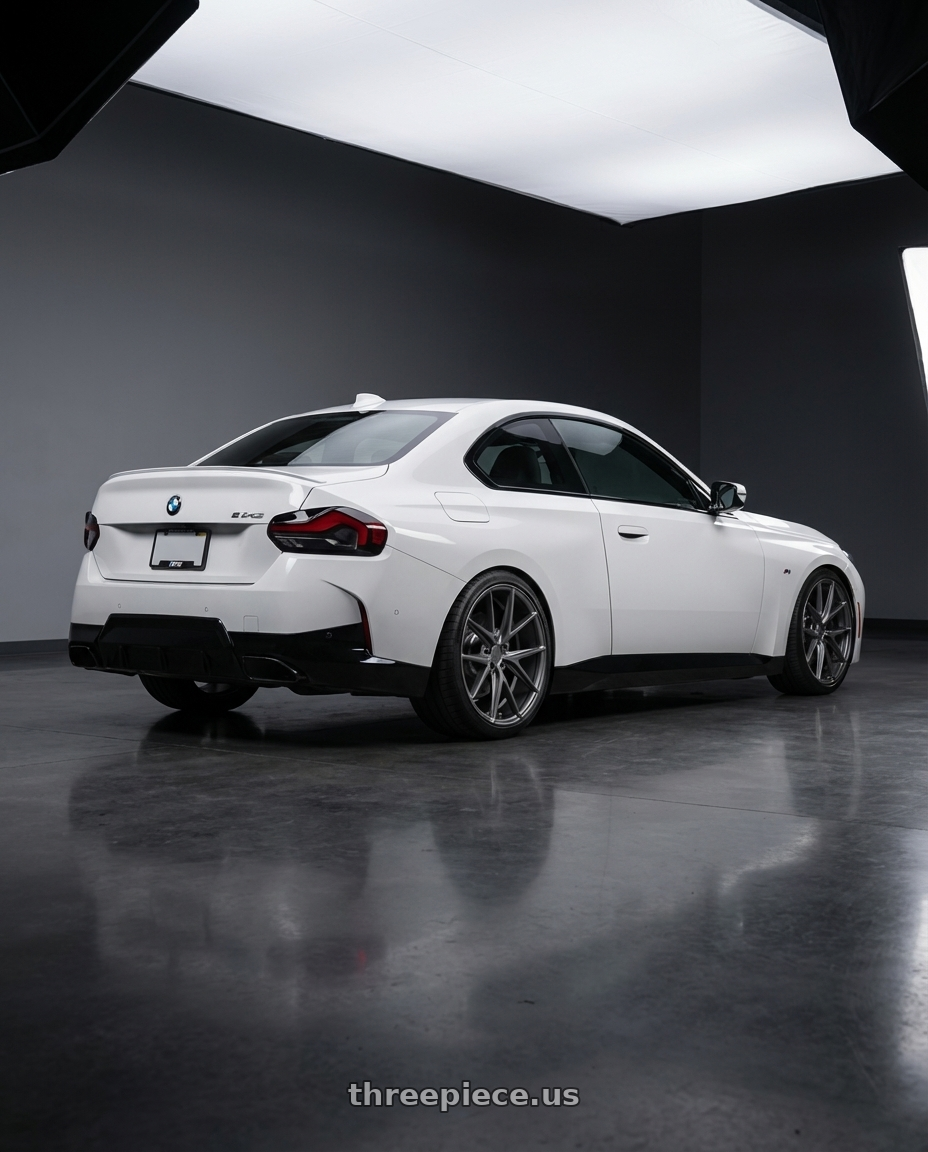 2024 BMW 2 Series G42 with Niche 1PC M116 MISANO 5X112 19X9.5 +38 MATTE GUN METAL wheels rear three quarter view square tires