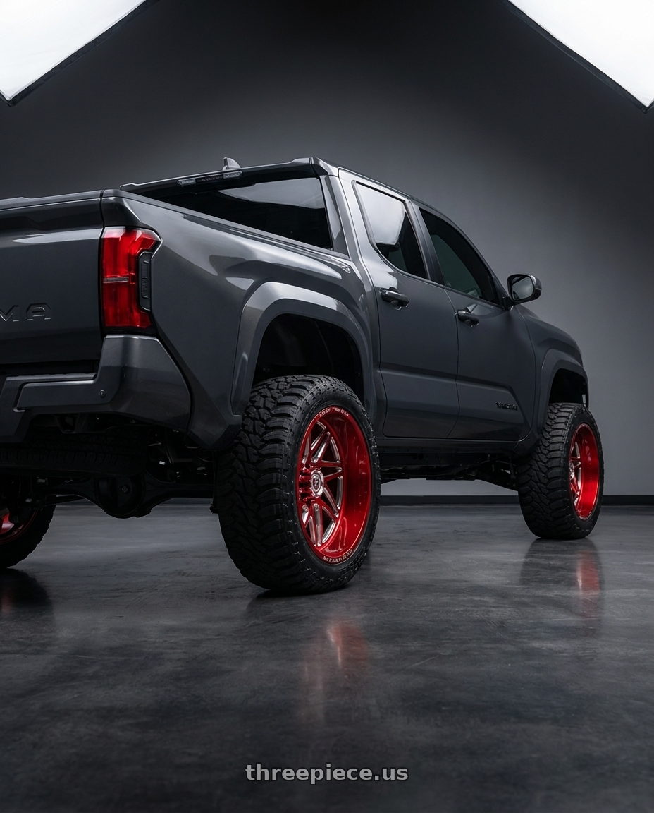 toyota tacoma 4th gen 2024 sr rwd with Gear Forged GF761RT 6x139.7 22x12 -44 A262233 wheels rear three quarter view meaty tires