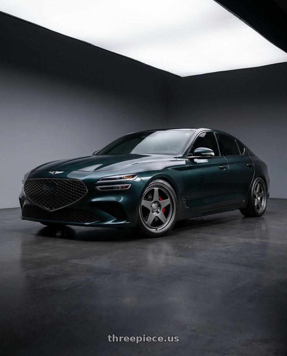 2022 Genesis g70 with Kansei K12G KNP 5X112 19x10.5 22 Gunmetal wheels