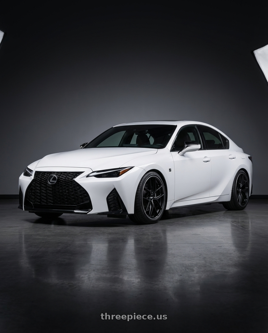 2024 Lexus IS 350 with BBS CC-R 5x114.3 19x8.5+30 Satin Black wheels front three quarter view lowered stance