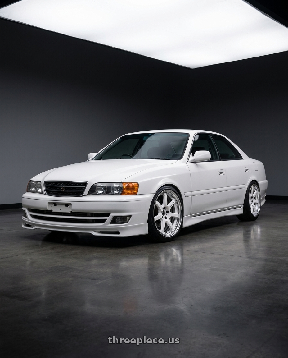 1998 Toyota Chaser with Work T7r 2P 5x114.3 18x9.5 +22 WHITE wheels