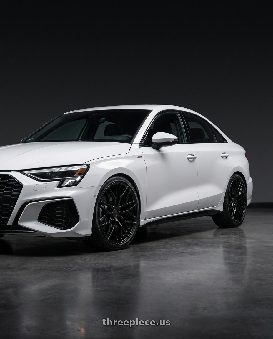 2024 Audi S3 8Y with Avant Garde Wheels M520R 5X112 19x8.5 +35 Gloss Black wheels