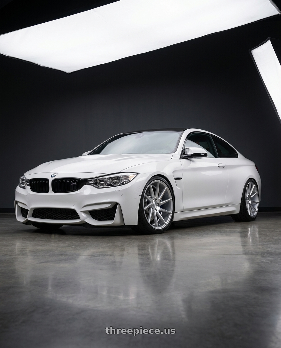 2018 BMW M4 F82 with Niche 1PC M112 SURGE 5X120 19X8.5 +35 GLOSS SILVER MACHINED wheels