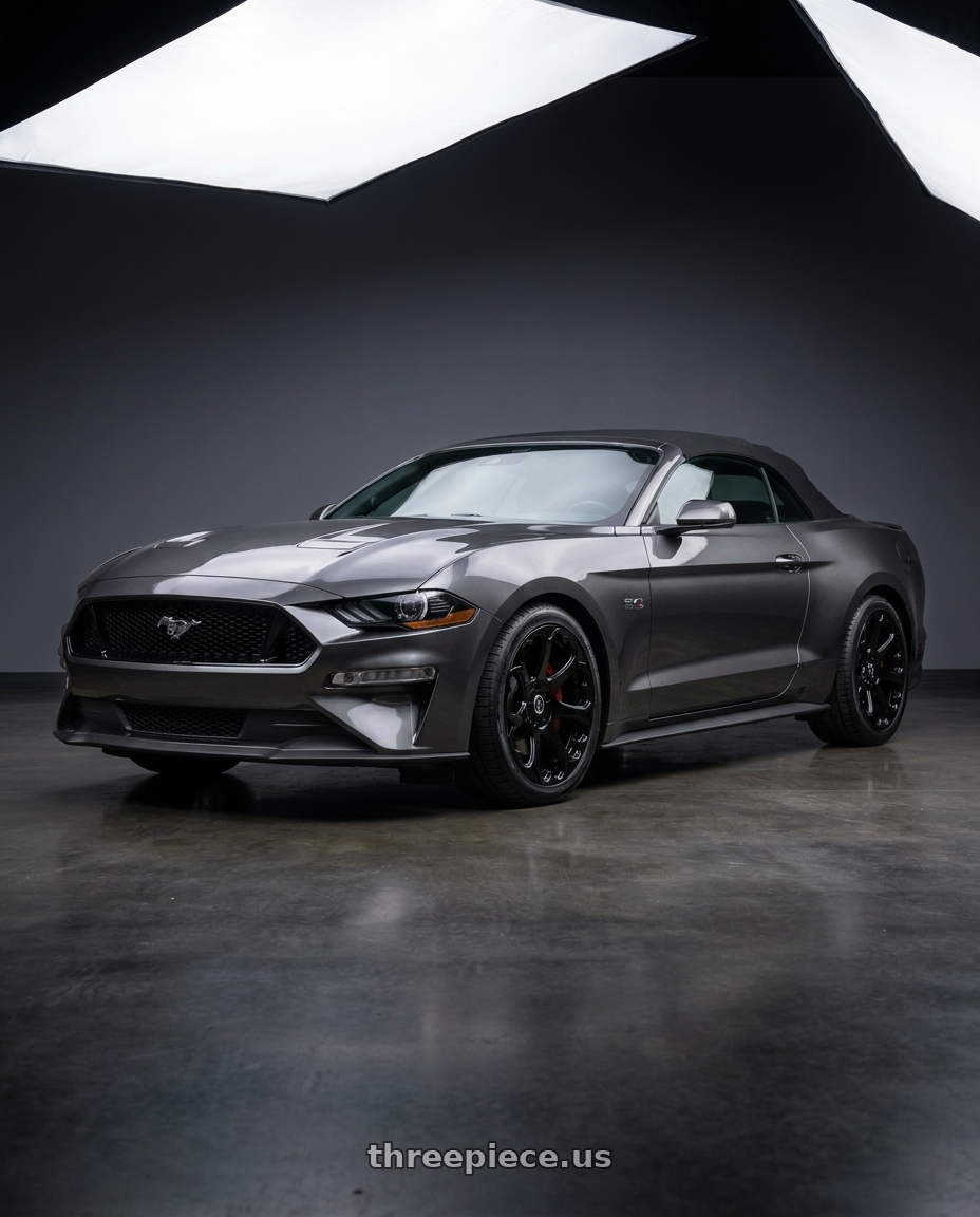 2019 Mustang GT premium Convertible Magnetic Grey with Heritage Wheel Kokoro MonoC 5X114.3 19x9.5+38 Black wheels