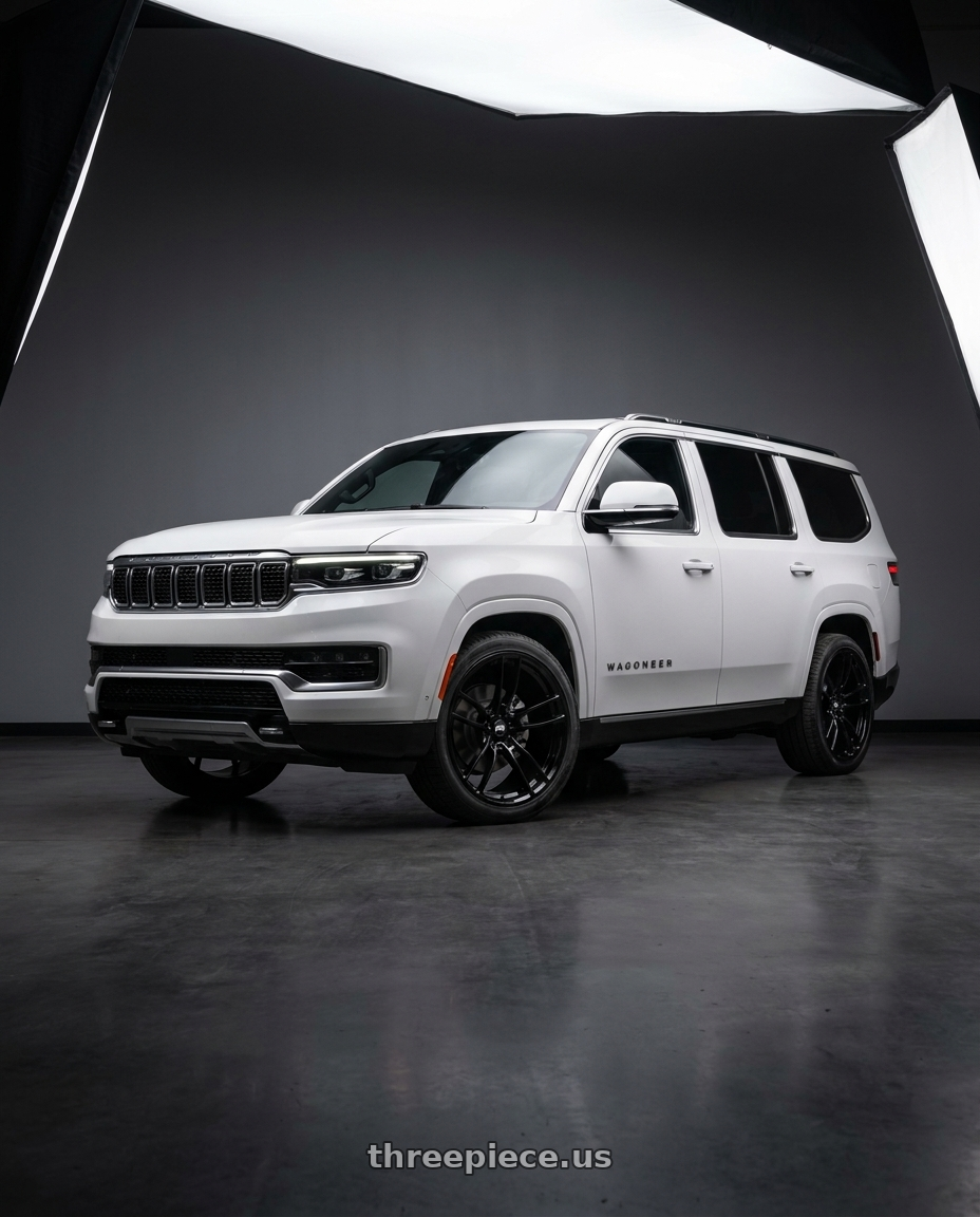 2024 jeep wagoneer with P51 Wheels 101RF 5X114.3 20x10 +35 Gloss Black wheels