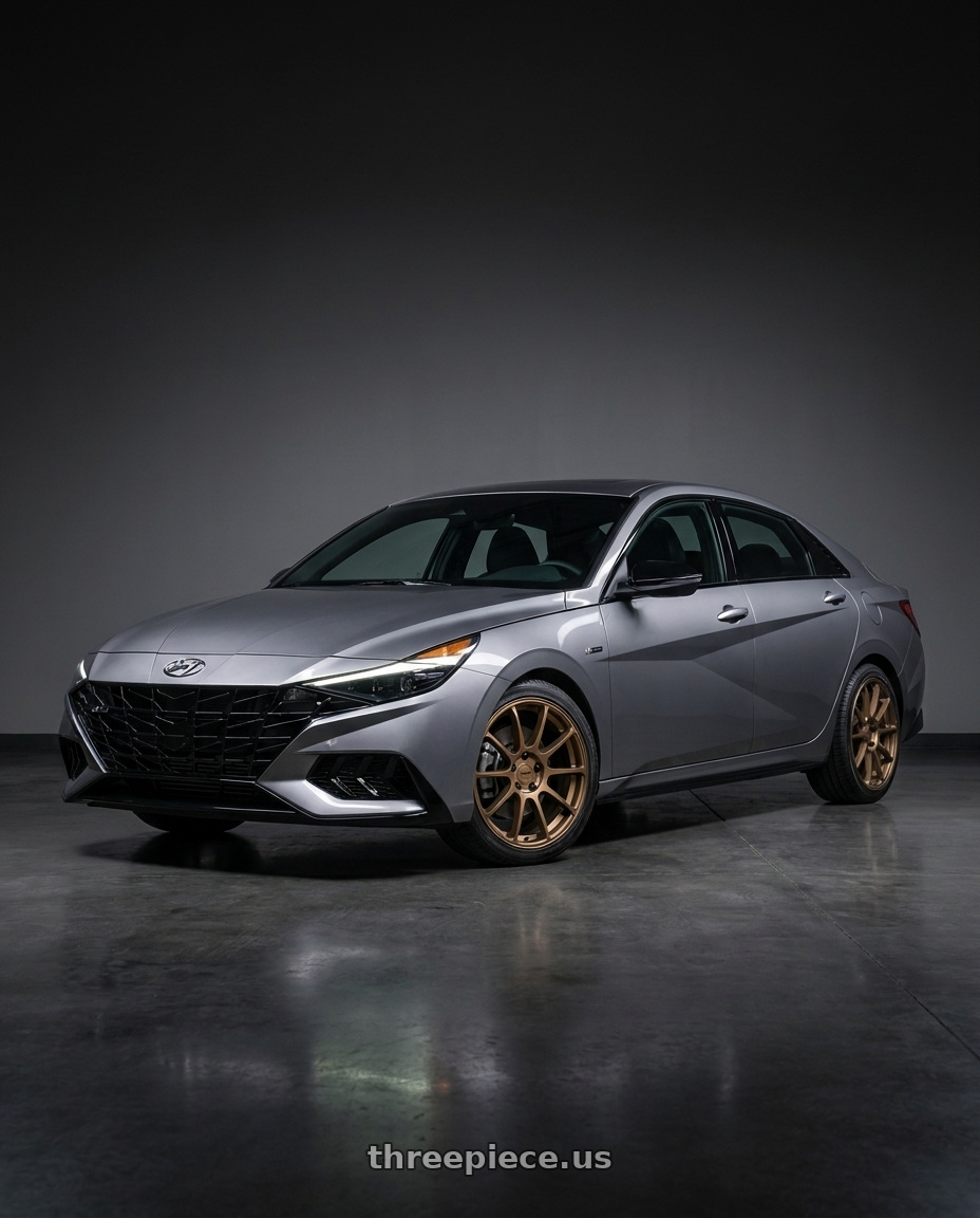 2023 Hyundai Elantra n line with KATANA RACING KR07 5x114.3 18x8 +40 Matte Bronze wheels