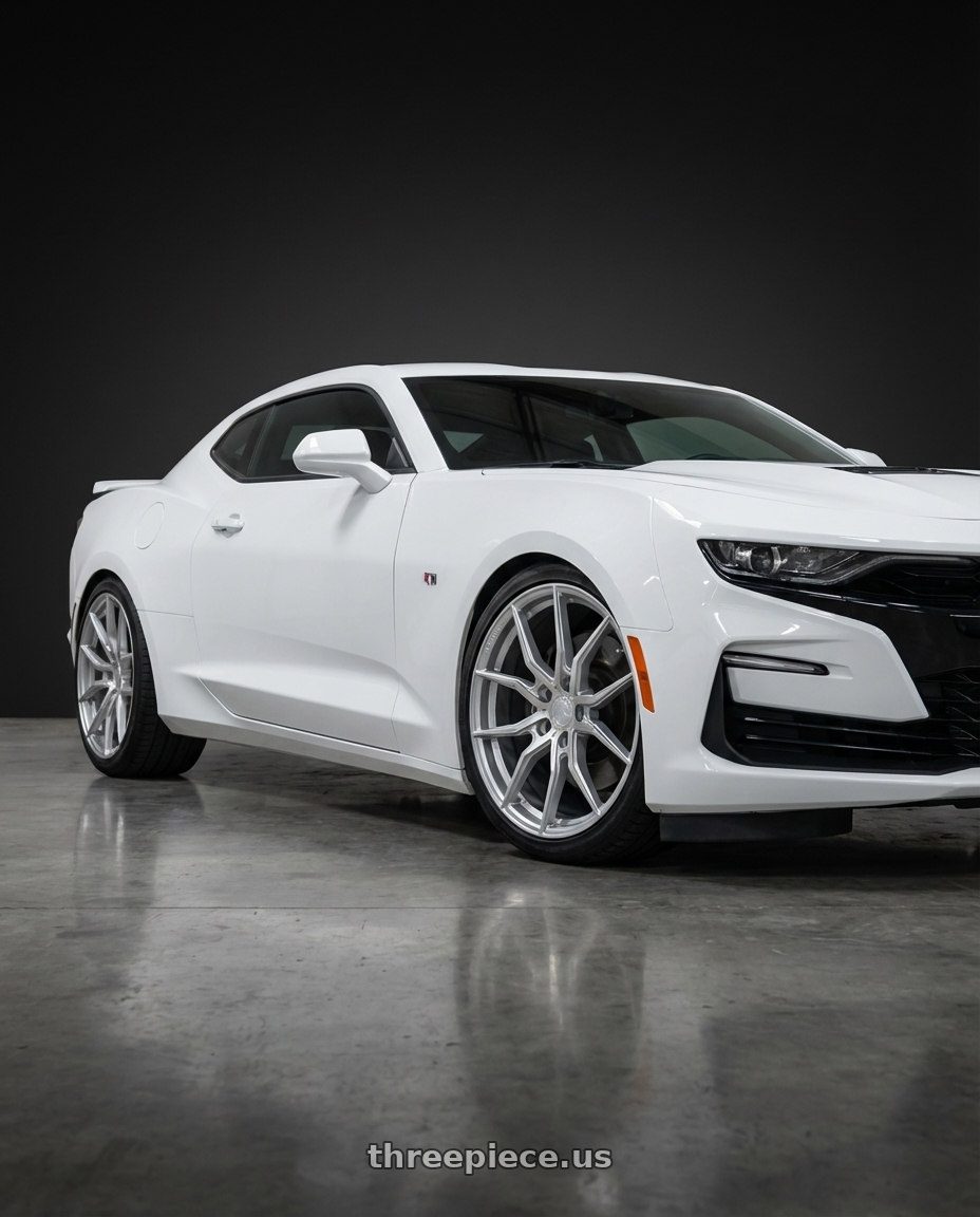 2022 Chevrolet Camaro with Aodhan AFF1 5x120 20x9+30 Gloss Silver Machined Face wheels
