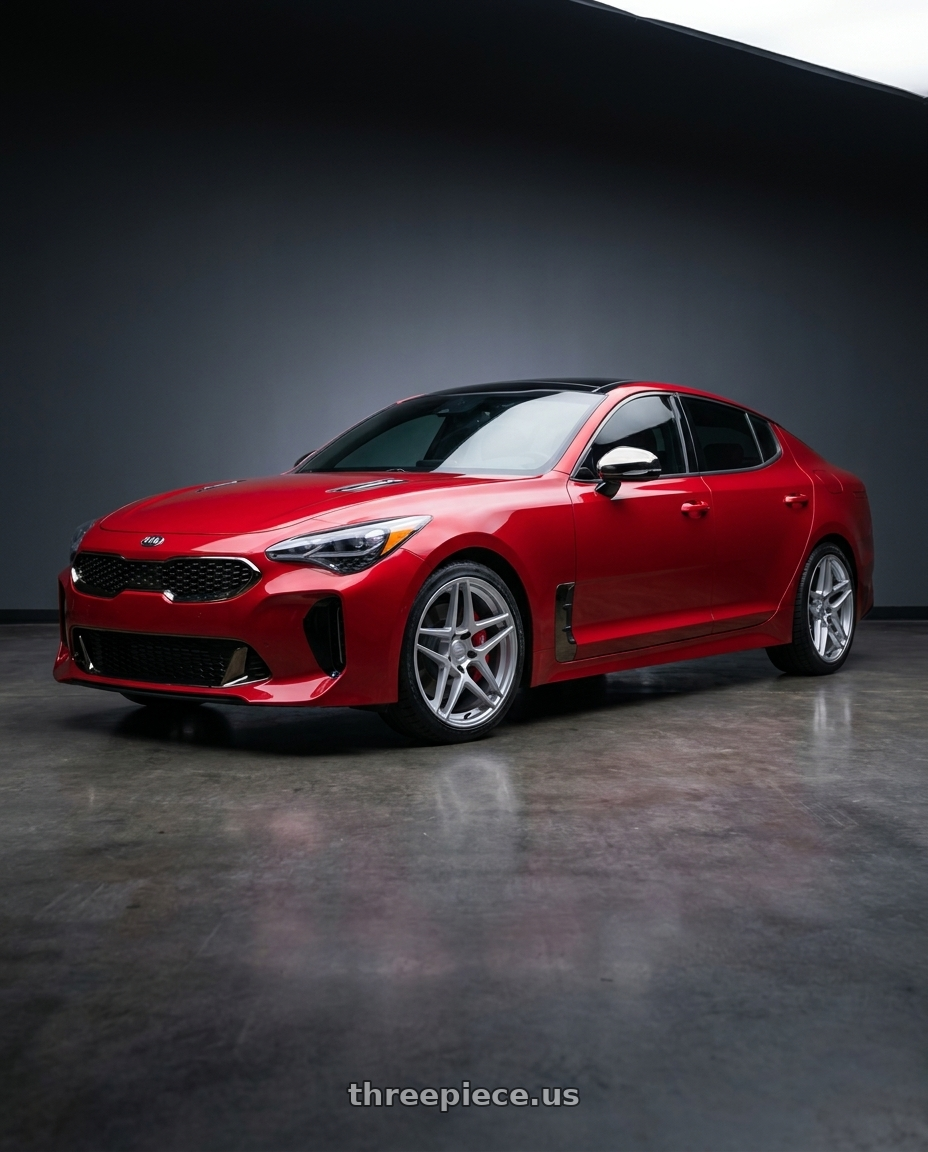 2018 Kia Stinger GT2 AWD with Kansei K15H Astro 5x114.3 19x8.5 35 Hyper Silver wheels