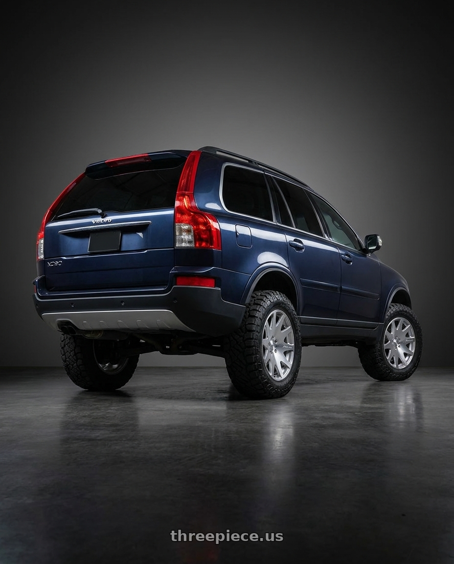 2012 Volvo XC90 3.2 with MRR HR3 5x108 19x9.5 +40 Silver Machine Face wheels rear three quarter view meaty tires