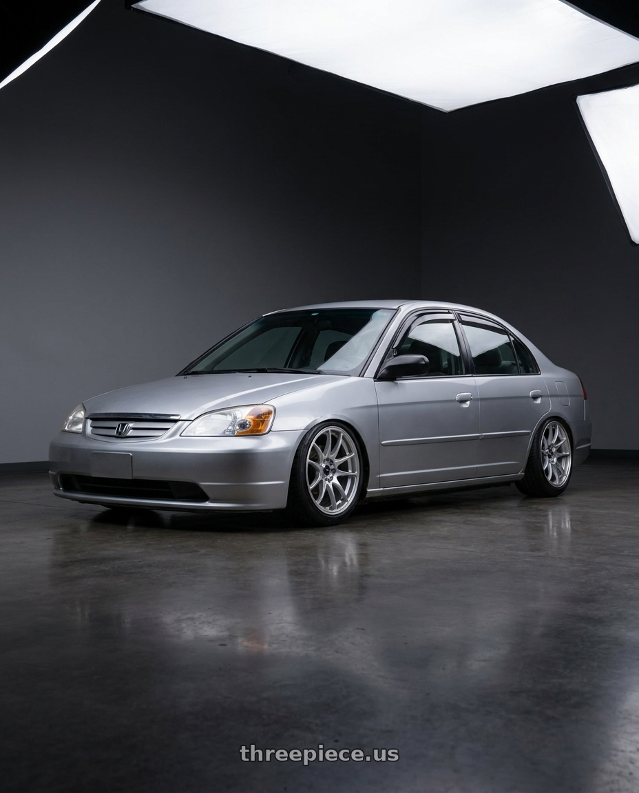 2002 Honda civic with Vors TR4 5x100 17x8  +35 Silver Machine Face wheels