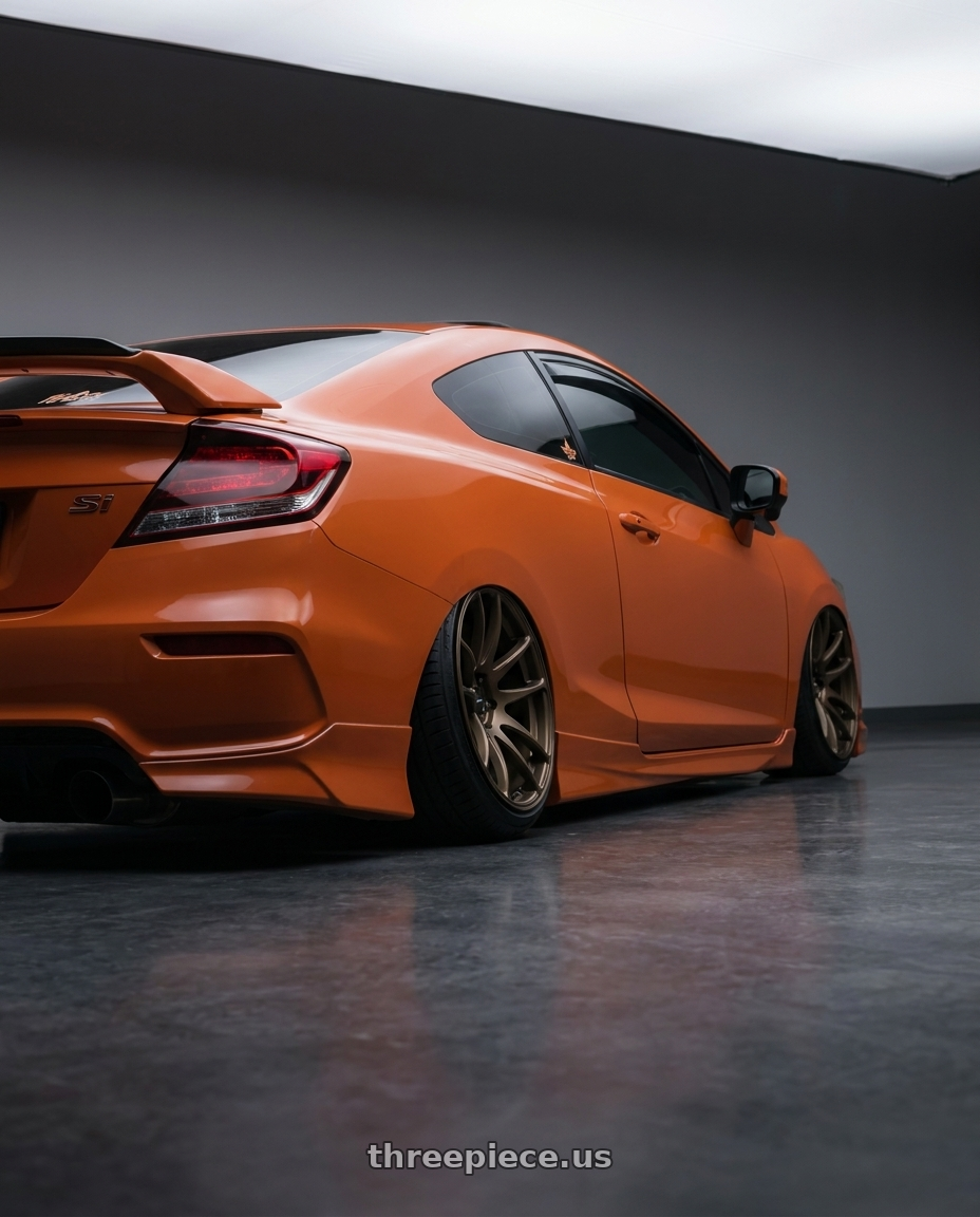 2015 civic si with Vors TR4 5x112 19x9.5 +35 Bronze wheels rear three quarter view slight stretch tires