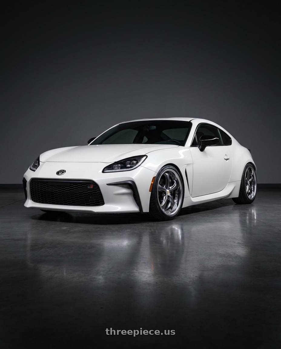 2025 Toyota gr86 base white with Work Wheels VS-KF 5x100 18x9.5+9 Brilliant Silver Black A Disk FULL REVERSE wheels