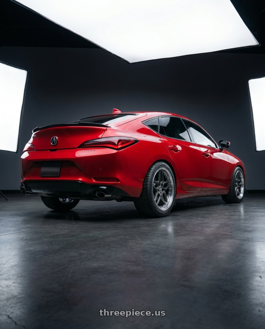 2024 Acura Integra A Spec with ESR Wheels CS SERIES CS15 5x100 18x9.5 +35 Gloss Graphite wheels rear three quarter view meaty tires