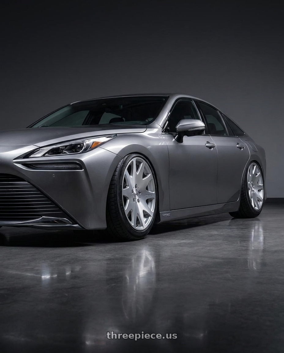 2021 Toyota mirai with MRR HR3 5x120 19x8.5 +35 Silver Machine Face wheels