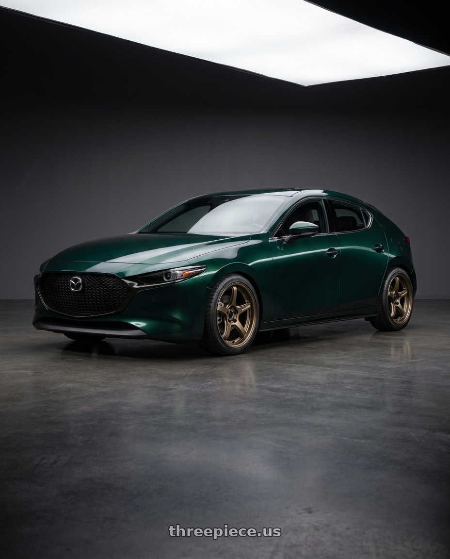 2026 Mazda 3 with Work T5R 2P 5x114.3 18x8.5 +38 Matte Bronze wheels