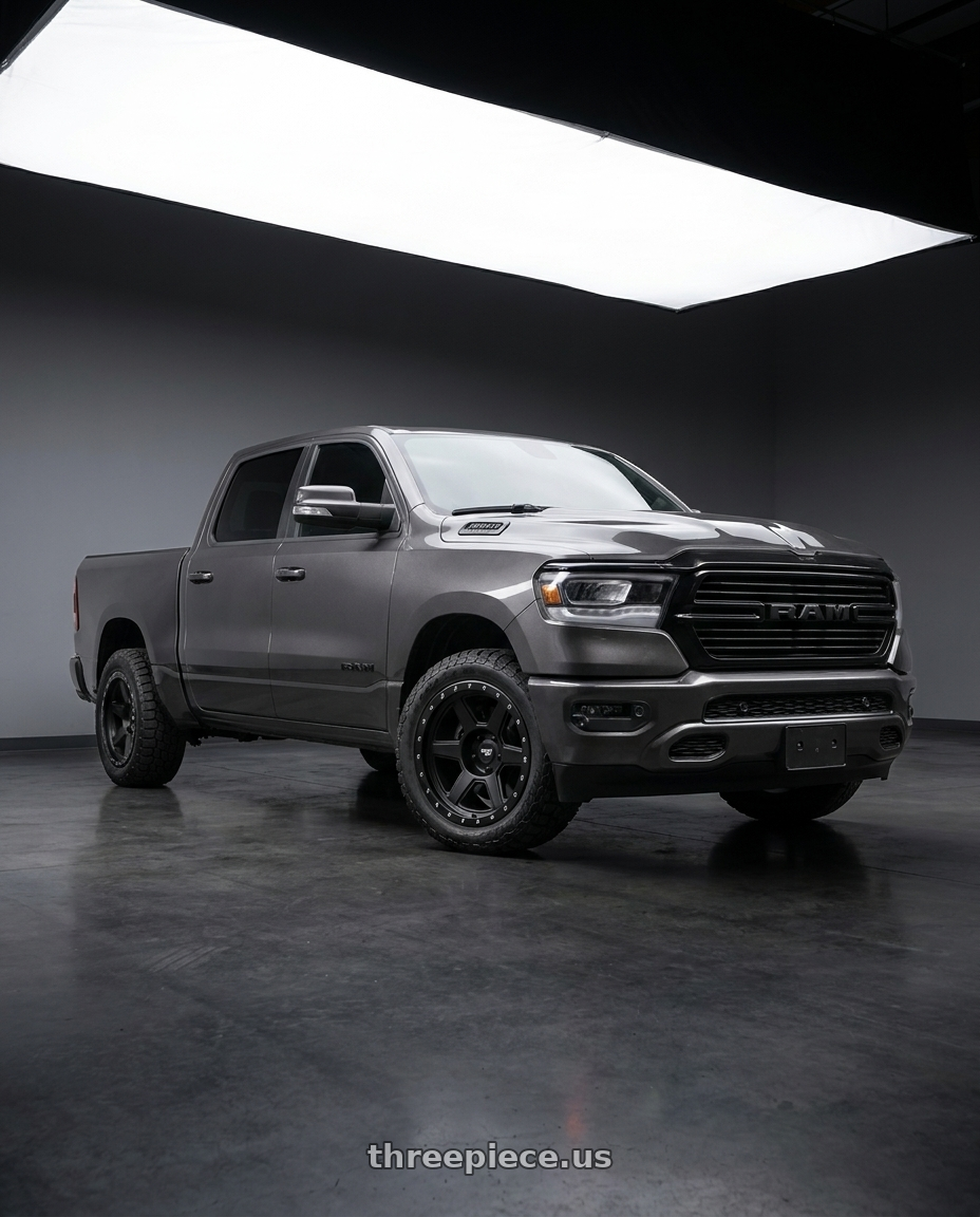 2021 Ram 1500 Laramie with Dirty Life Compound 9315 6x139.7 18x9-12 Matte Black wheels