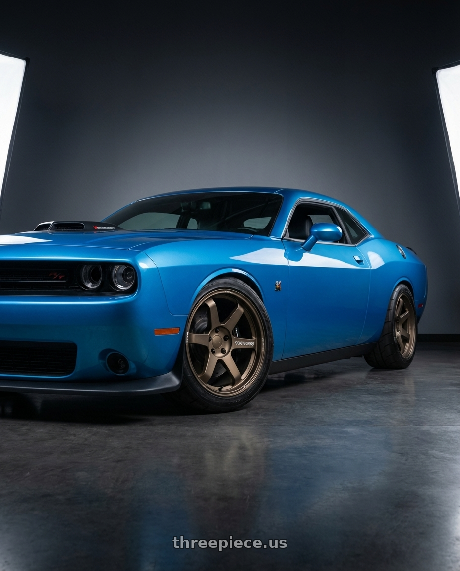 2019 Dodge Challenger R/T Scat Pack Shaker B5 Blue with Volk Racing TE37 Ultra M Spec 5x112 19x9.5+23 19x10.5+35 Bronze Almite Toyota Supra MK5 Spec wheels