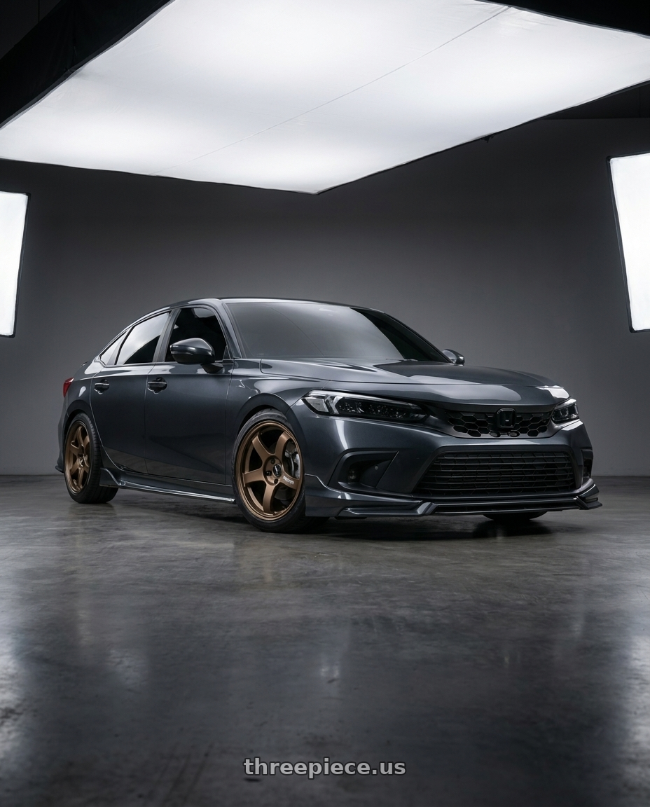 2024 honda civic with Volk Racing TE37 Saga S-Plus 5x120 18x9.5+45 Bronze wheels