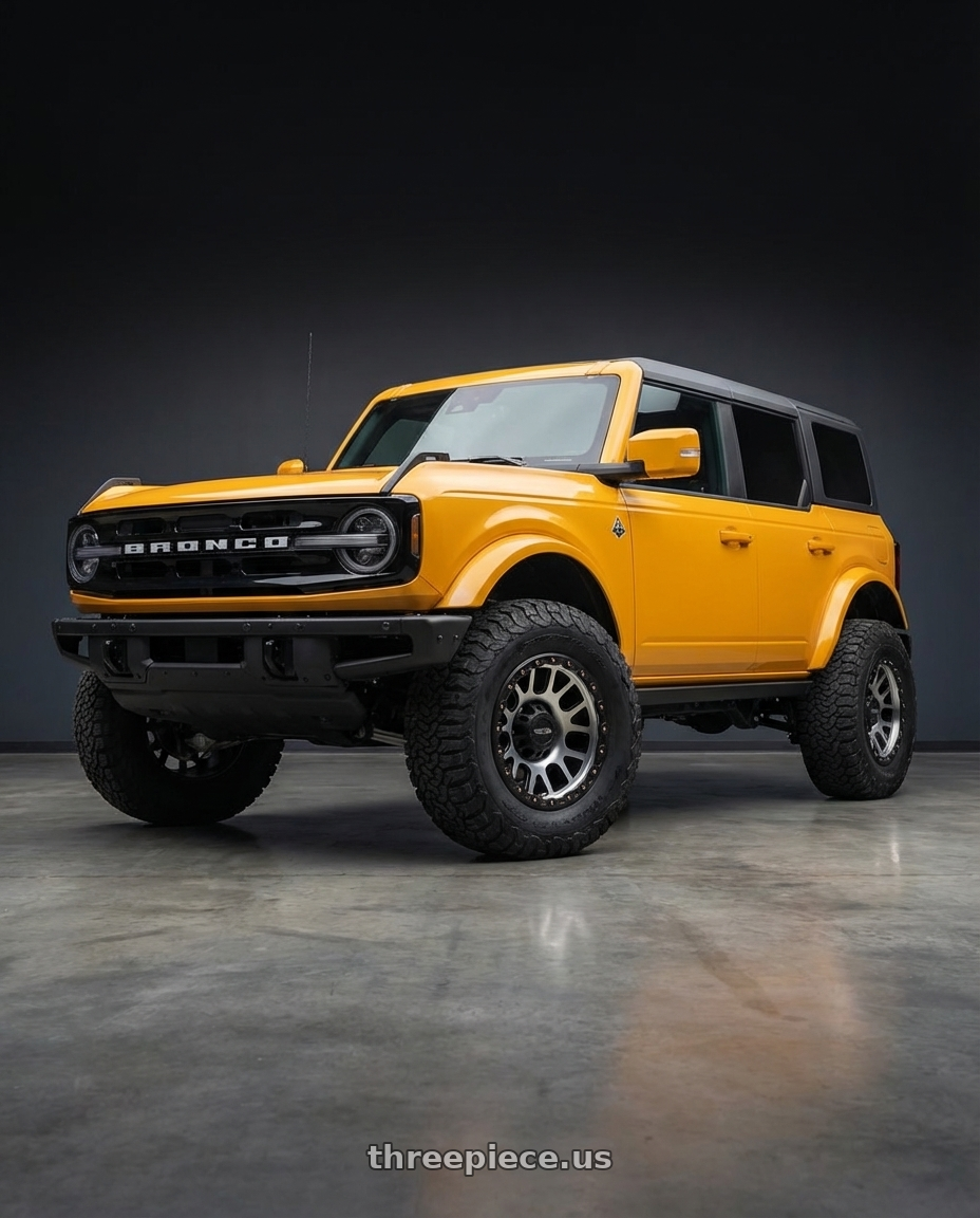 2024 Ford Bronco with Vision Off-Road 111 Nemesis 6x139.7 20x9+10 Matte Black Machined Face wheels
