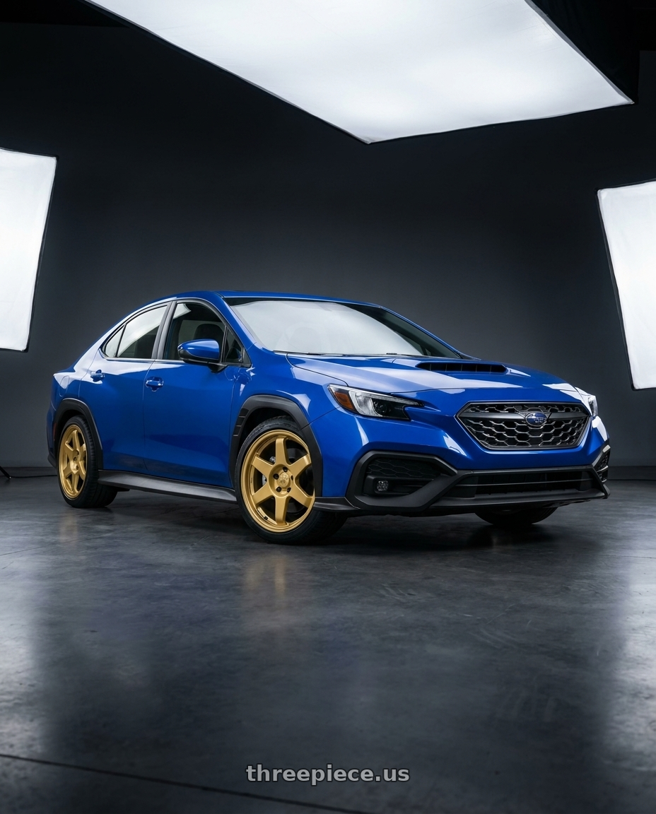 2025 subaru wrx with fifteen52 TARMAC EVO 5x100 / 5x114.3 18x8.5 +35 GOLD (GLOSS GOLD) wheels