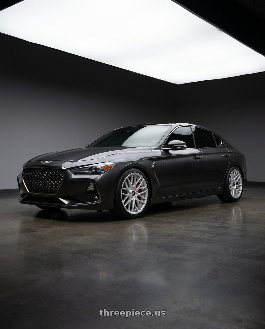 2019 Genesis G70 with Rotiform 1PC R140 RSE BLANK 17X8 +40 GLOSS SILVER wheels