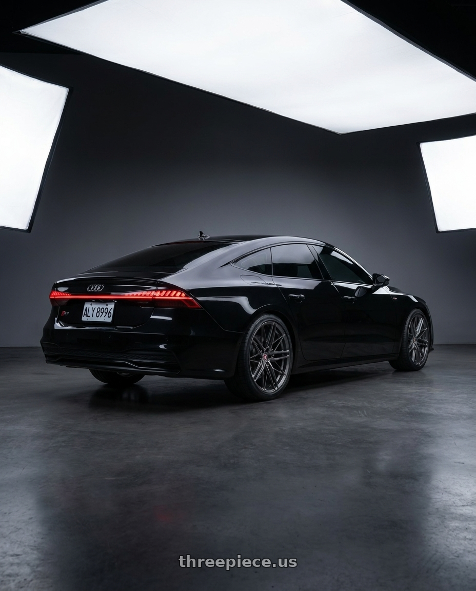 2020 Audi a with Avant Garde Wheels F53R BLANK 20x11 +BLANK Dark Graphite Metallic wheels rear three quarter view square tires