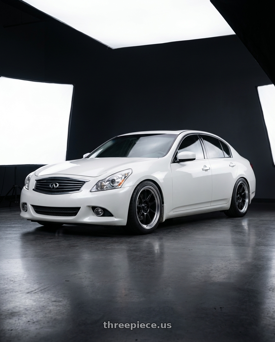 2012 Infiniti G37 with Konig Countergram 5x114.3 19x9.5+25 Matte Black / Matte Machined Lip wheels