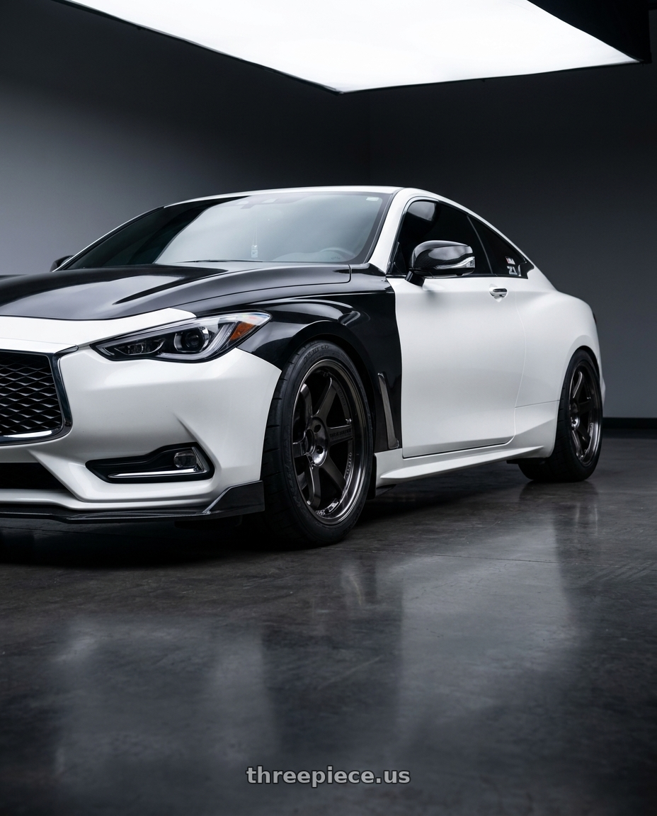 2020 Infiniti Q60 Luxe AWD with Volk Racing TE37SL 5x114.3 19x10.5 +22 PRESSED DOUBLE BLACK wheels