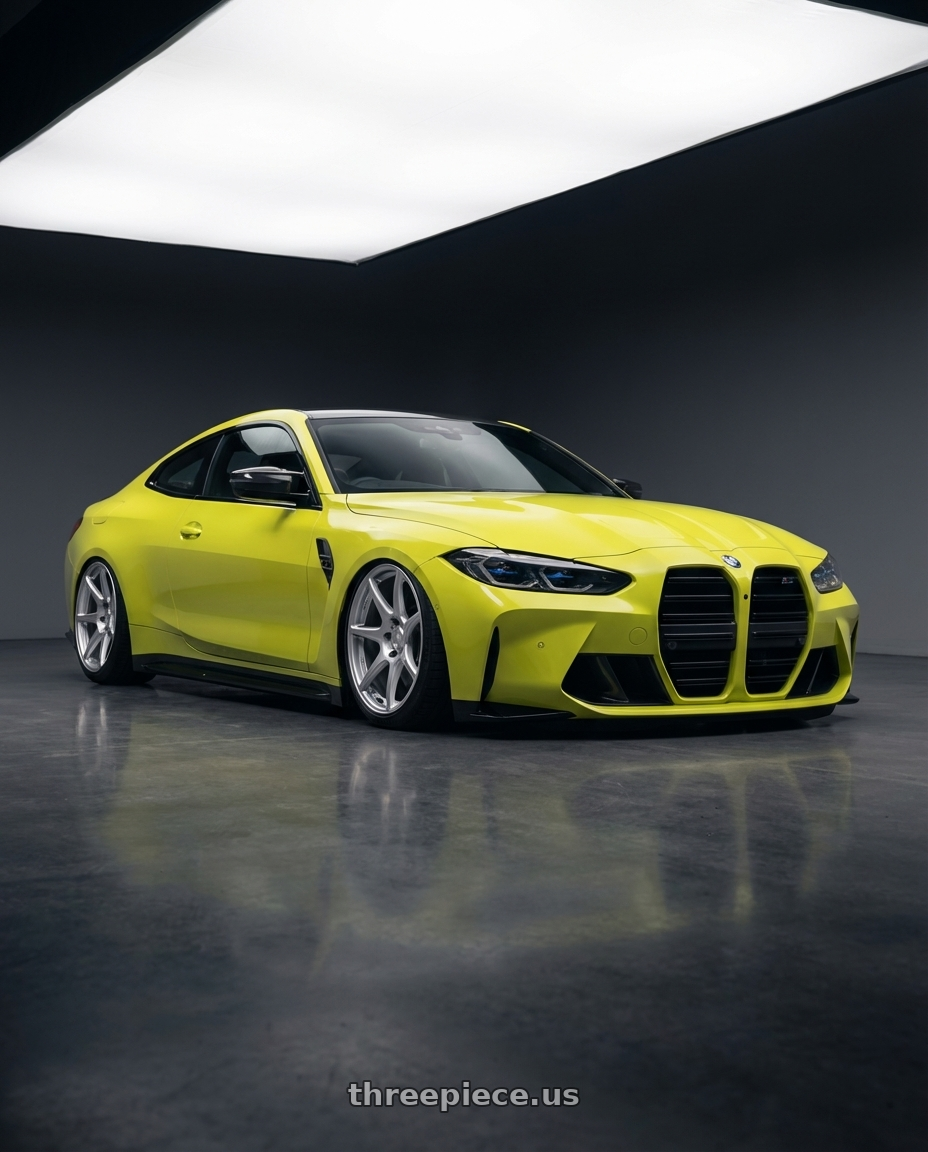 2024 BMW M4 G82 with Kansei K11S Tandem 5X112 19x10.5 22 Hyper Silver wheels