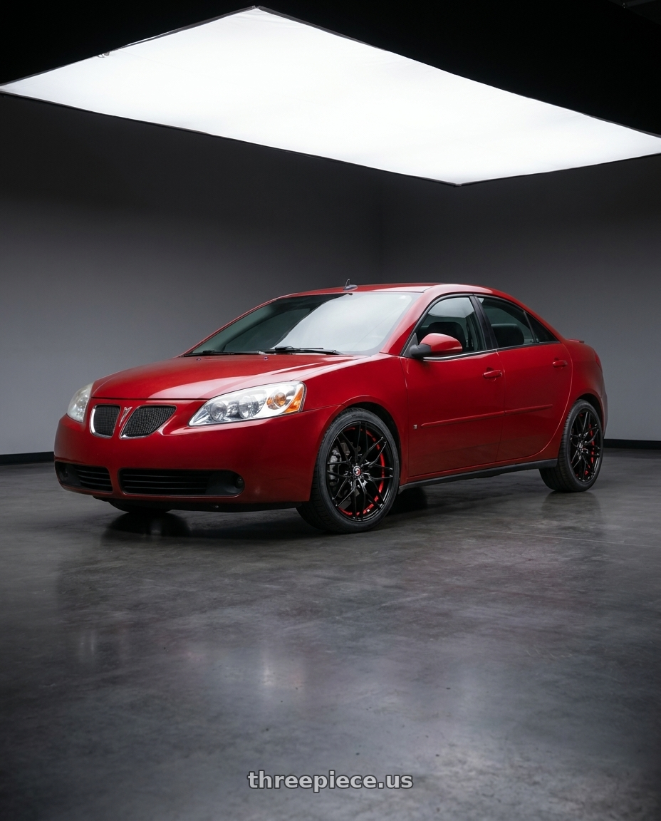2008 Pontiac G6 GT with Spec-1 SP-60 5x110/5x114.3 18x8 +38 Gloss Black & Red Undercut wheels