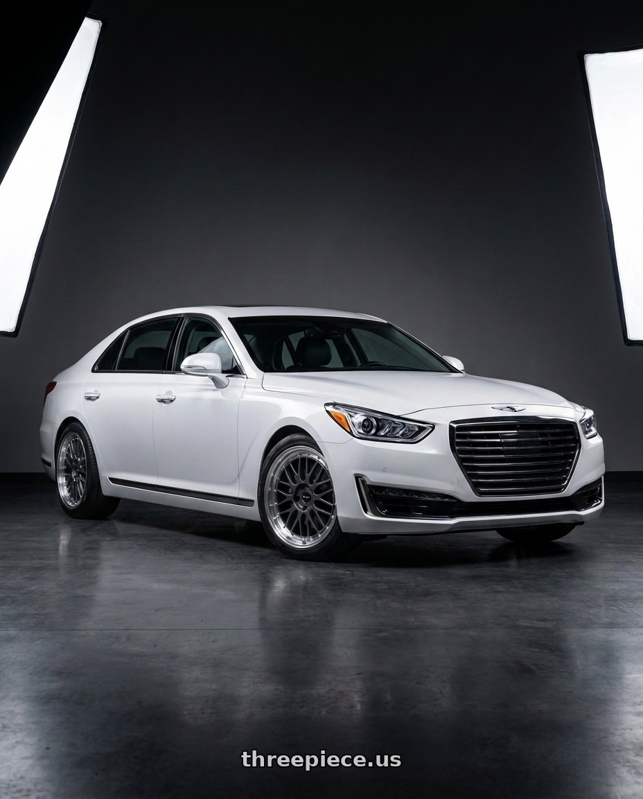 2018 genesis g90 ultimate with Vors VR8 5x114.3 20x9.5  +35 Hyper Black Machine Lip Chrome Rivet wheels