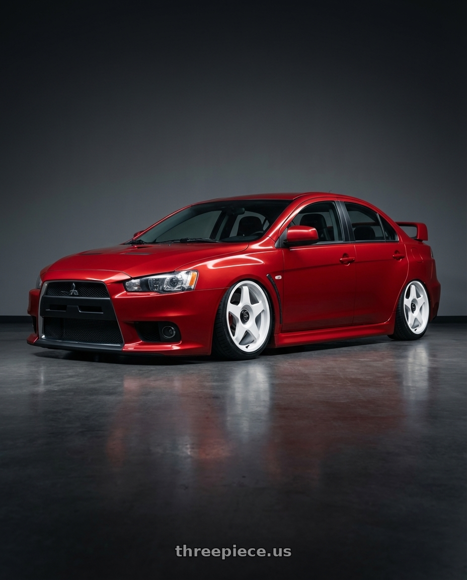 2012 Mitsubishi Lancer Evo X with fifteen52 CHICANE 5x114.3 / 5x100 18x8.5 +35 RALLY WHITE (GLOSS WHITE) wheels