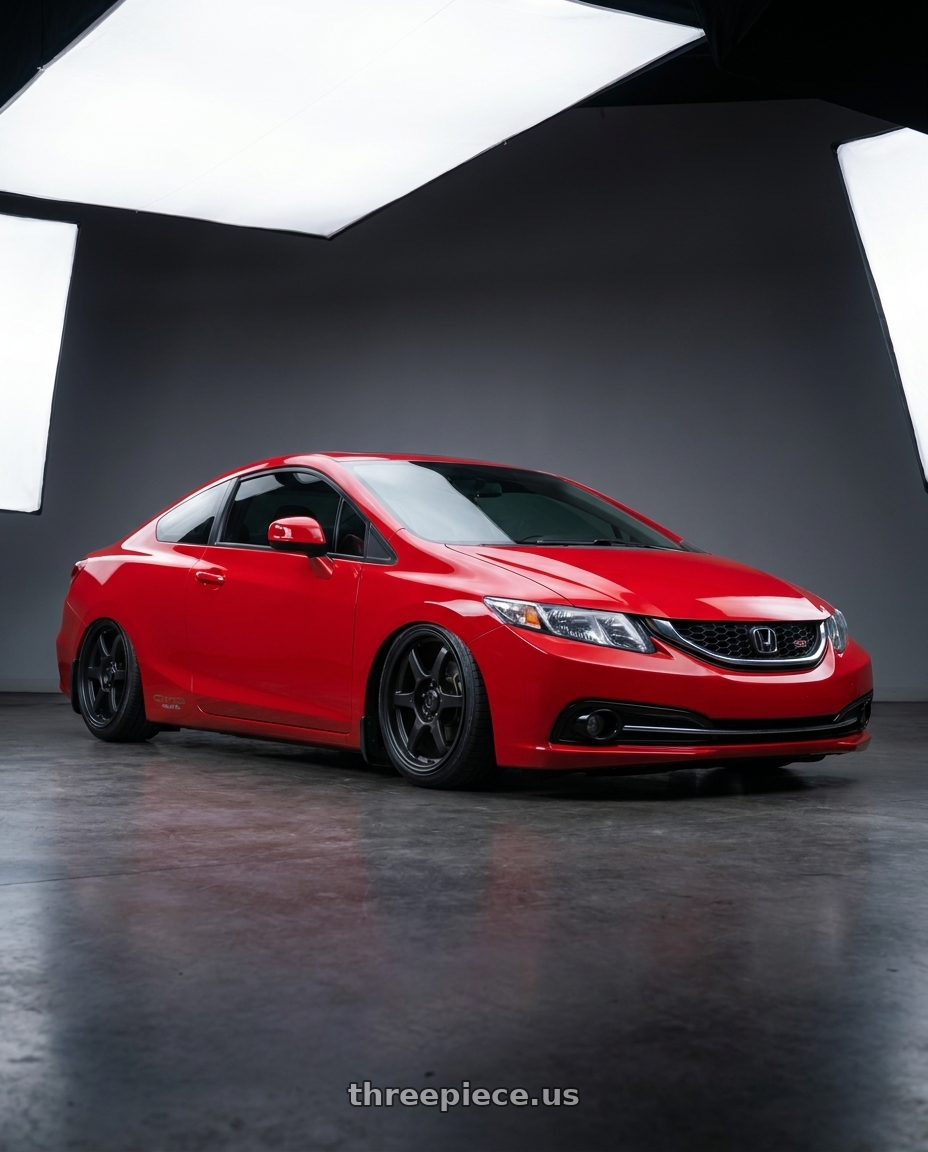 2015 Honda Civic Si with Konig Backbone 5x114.3 18x8+35 Matte Black Milling Logo on Spoke wheels