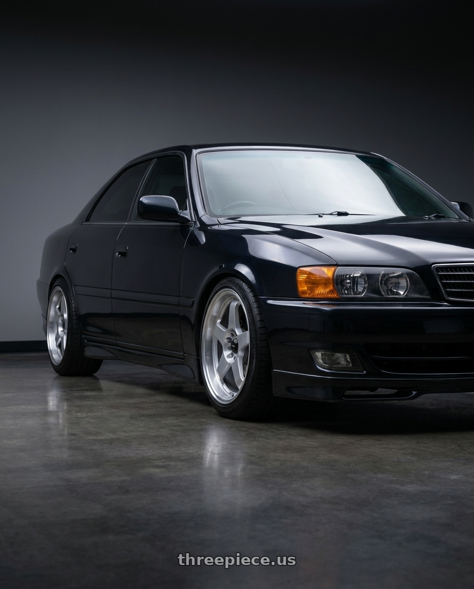 1998 toyota chaser with Vors SP1 5x100/5x114.3 17x8  +35 Silver Machine Face Lip wheels