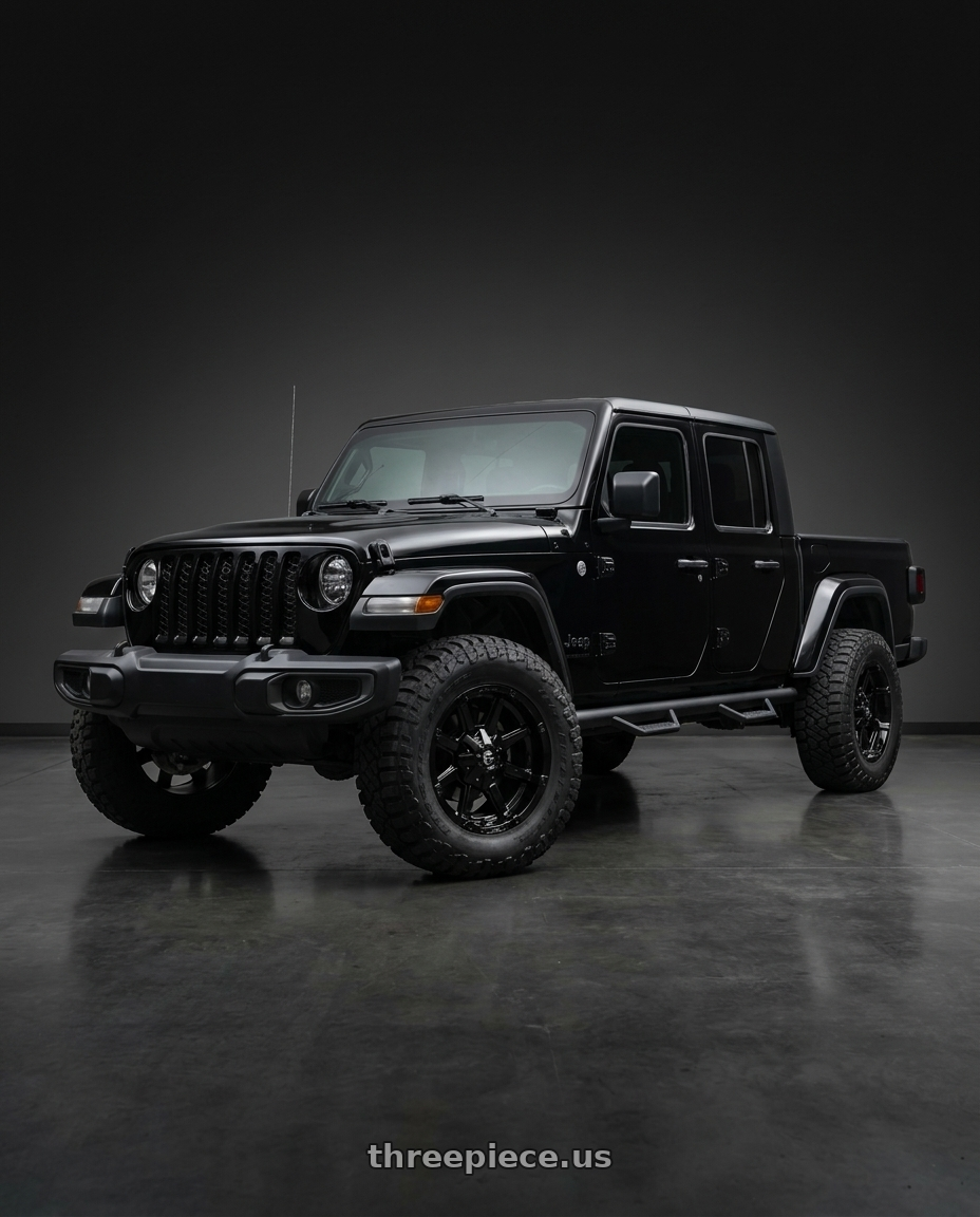 2021 jeep gladiator with Fuel 1PC D575 COUPLER 5X114.3/5X127 20X10 -12 GLOSS BLACK wheels