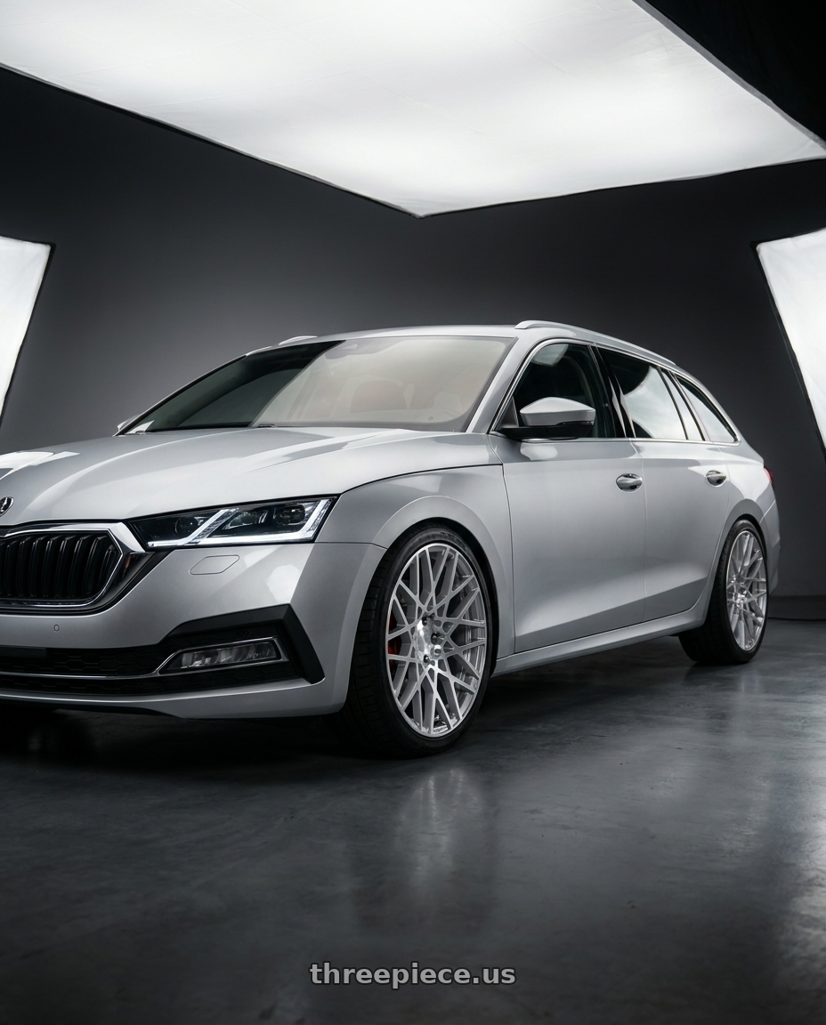 2022 Škoda Octavia combi with Rotiform 1PC R110 BLQ 5X112 19X8.5 +35 GLOSS SILVER MACHINED wheels