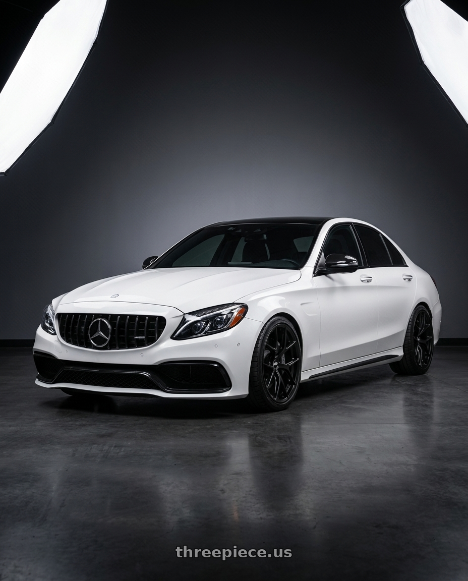 2016 Benz C300 white with BBS FI-R Evo 5x112 19x9.5+15 Satin Black wheels
