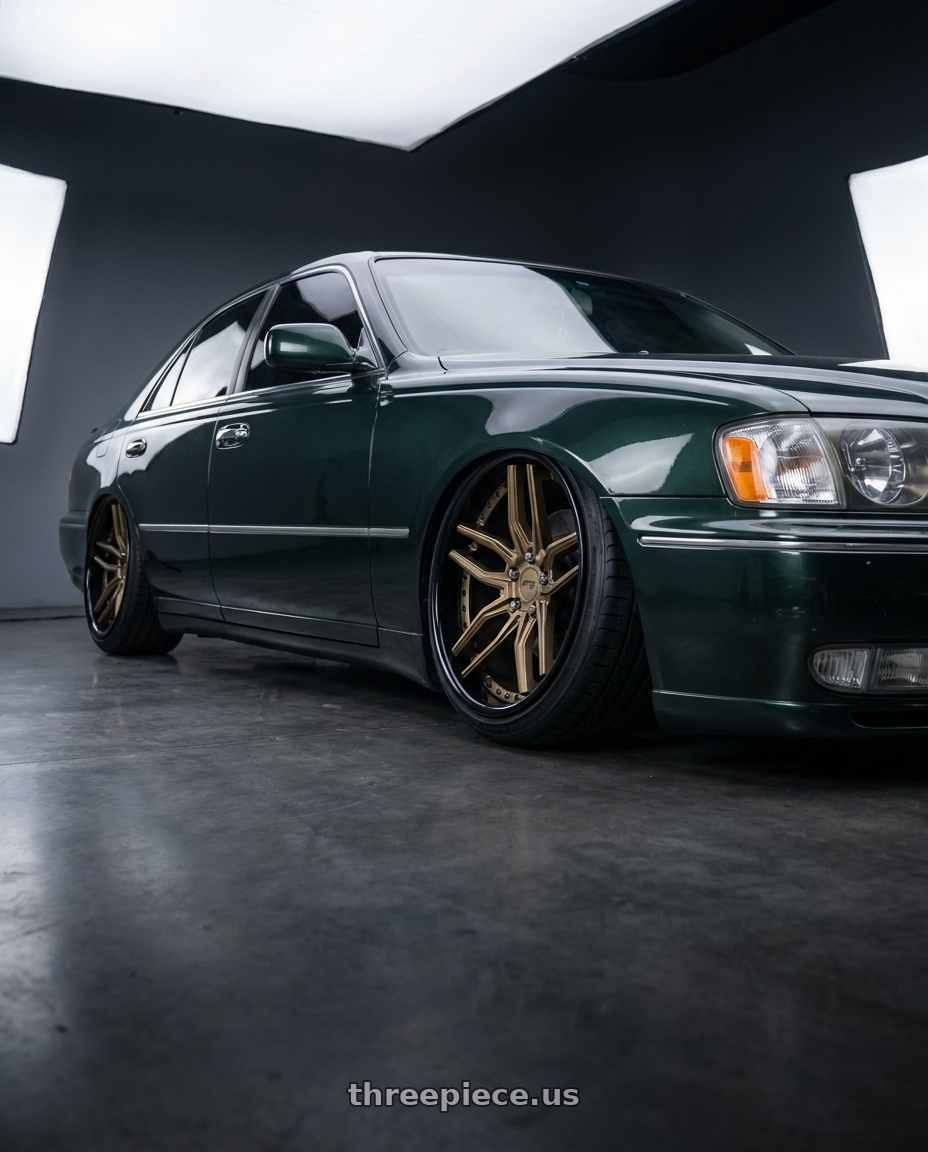 2000 Infiniti Q45 with Niche 1PC M195 METHOS 5X120 19X9.5 +35 MATTE BRONZE BLACK BEAD RING wheels