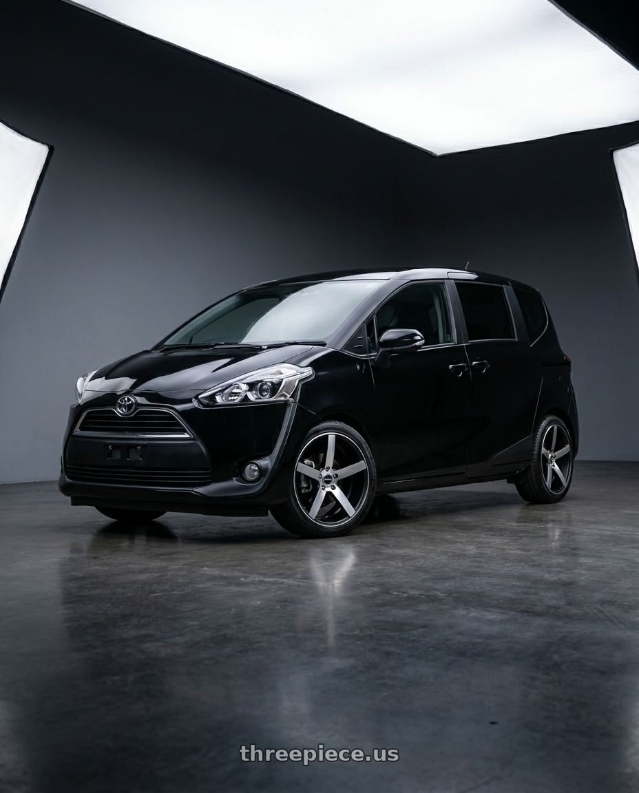 Toyota sienta 2017 with Strada Perfetto 5x100/5x114.3 16x7.5 +35 Gloss Black Machined wheels