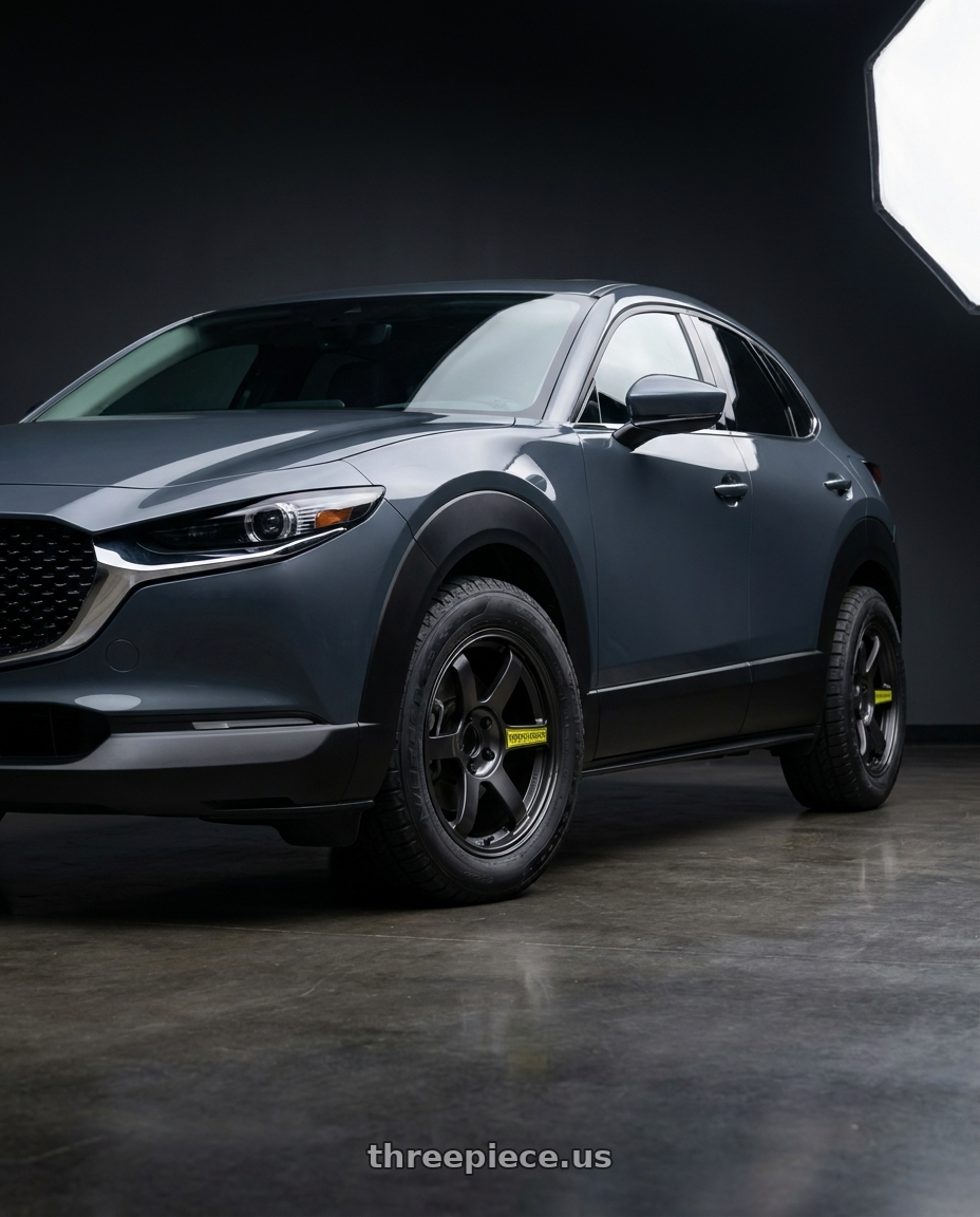 2026 mazda cx-30 with Volk Racing TE37 Saga SL M-Spec 5x100 18x9.5+45 Pressed Black wheels