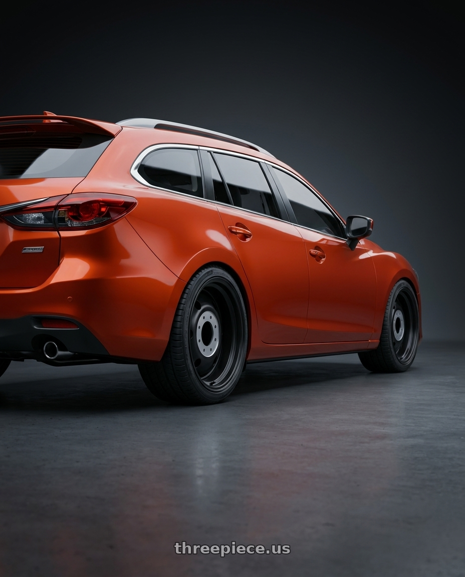 2019 Mazda6 wagon with XD XD INNER REAR DUALLY 8X210 20X8.25 +115 SATIN BLACK wheels rear three quarter view square tires
