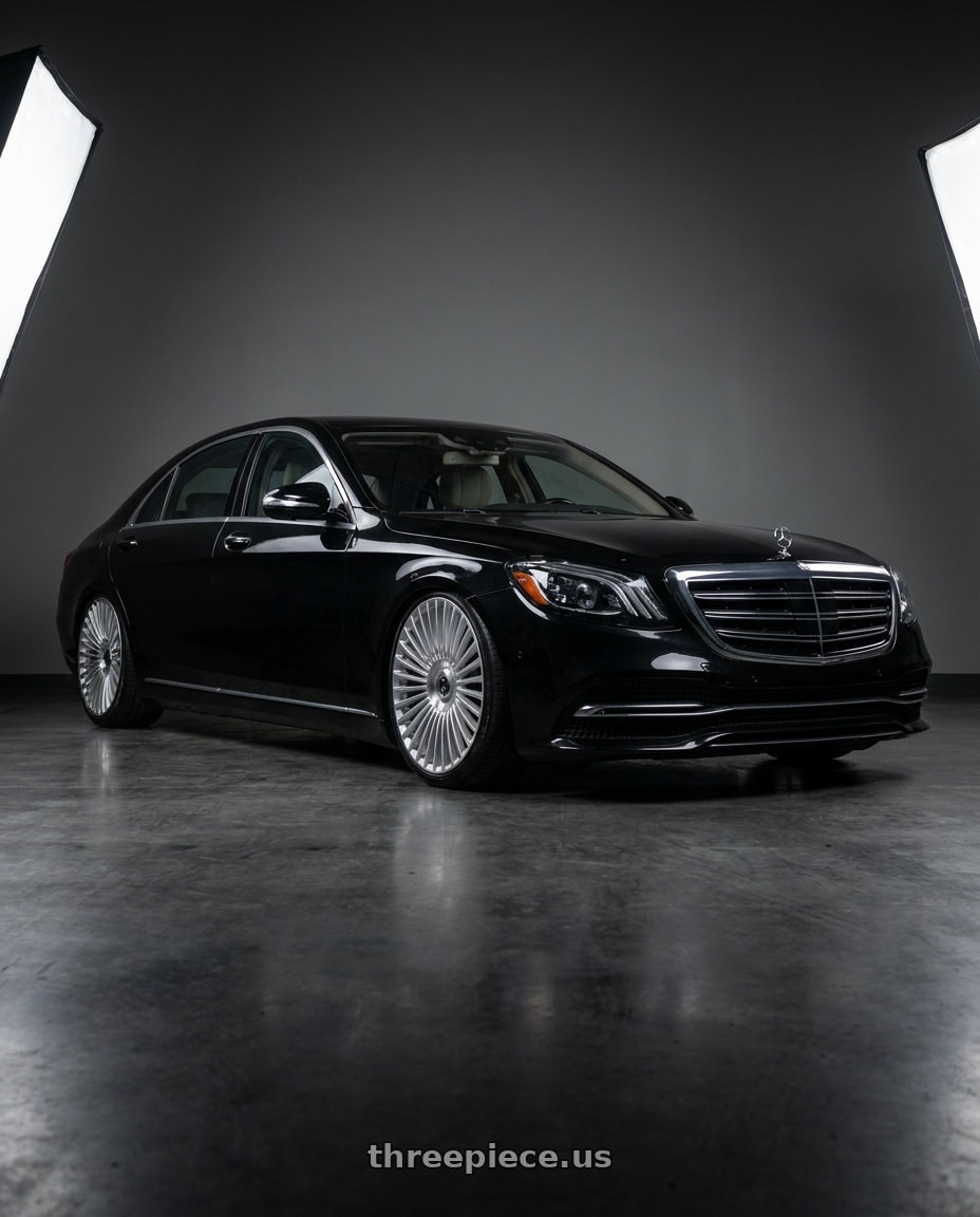 2018 Mercedes S 450 with DOLCE LUXURY TRENTO 6x135/6x139.7 24x10 +35 Glossy Silver Brush Face wheels