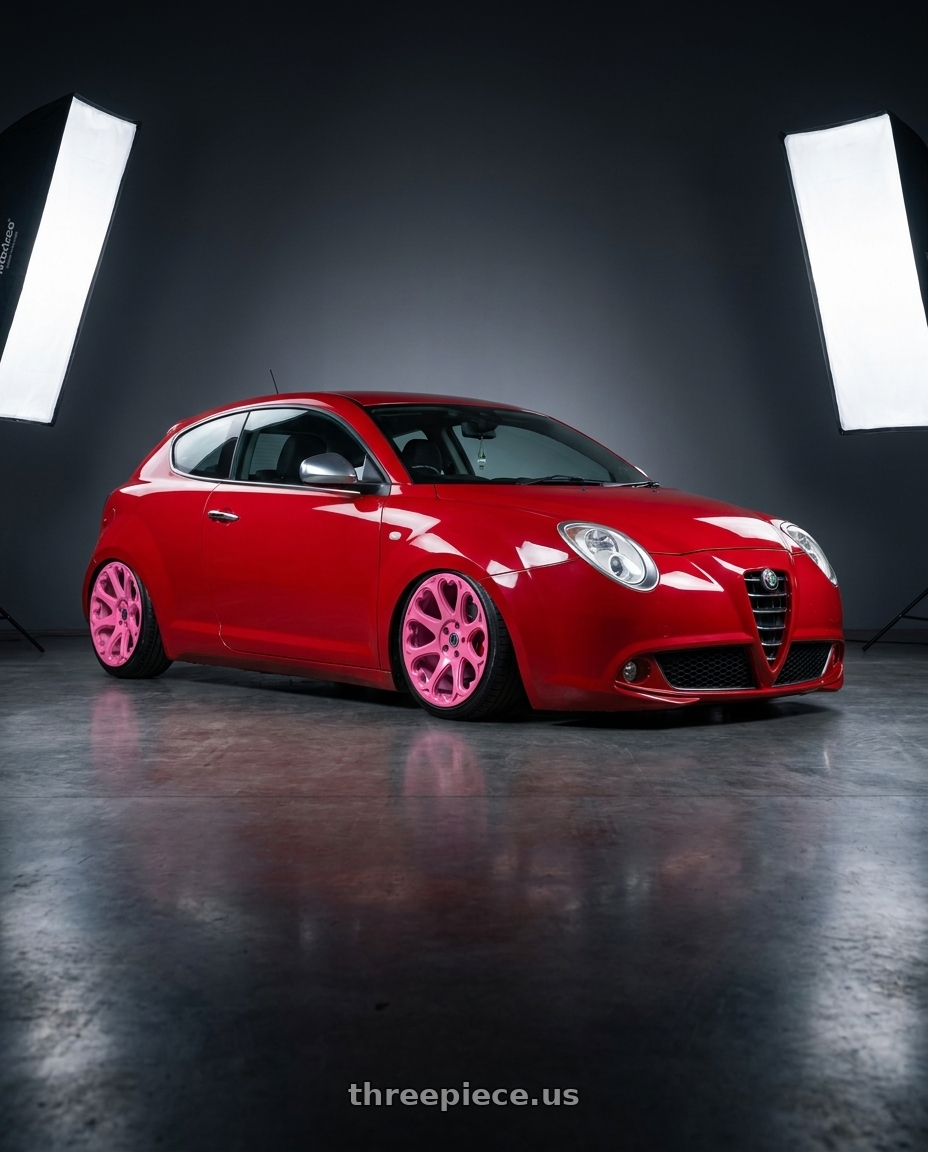 2008 Alfa Mito 1 with Heritage Wheel Kokoro MonoC 5X112 19x8.5+35 Pink wheels