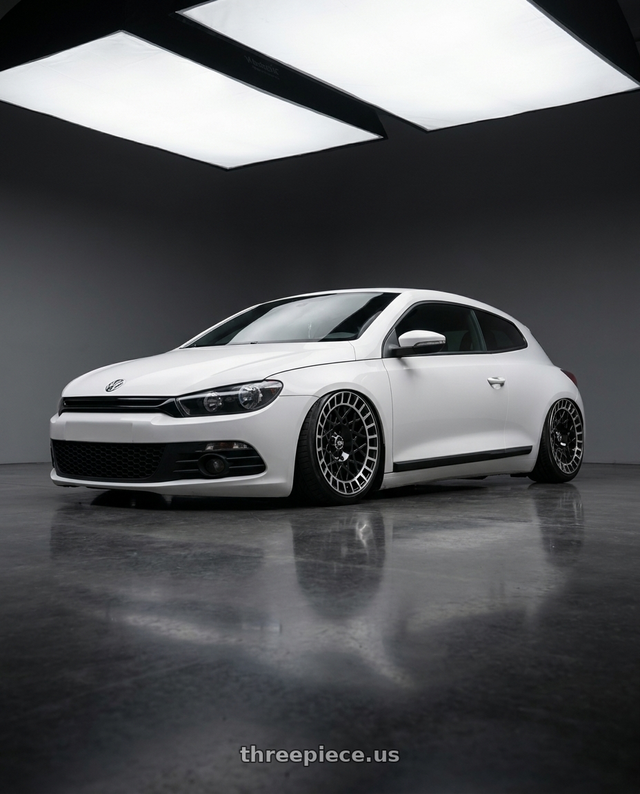 2009 Vw scirocco 20 tsi white with Vision Street-Designs 349 Savage 5x100 16x7+15 Gloss Black Machined Lip wheels