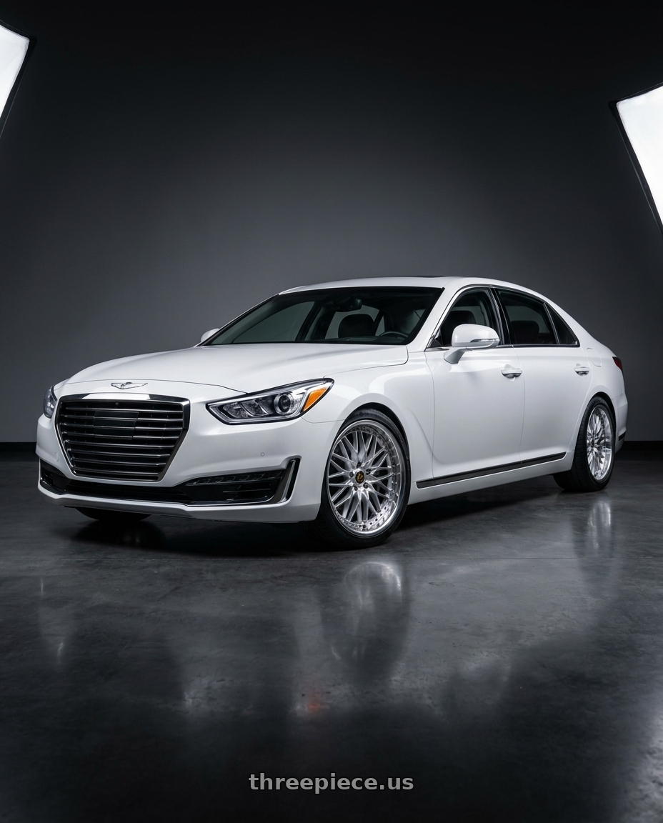 2018 genesis g90 with Work Vs-Xv 5x115 19x9.5-11 O Disk Silky Rich Silver wheels